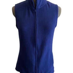 Cuddl Duds Womens Blue Fleecewear Vest With Stretch Full-Zip Front Size M